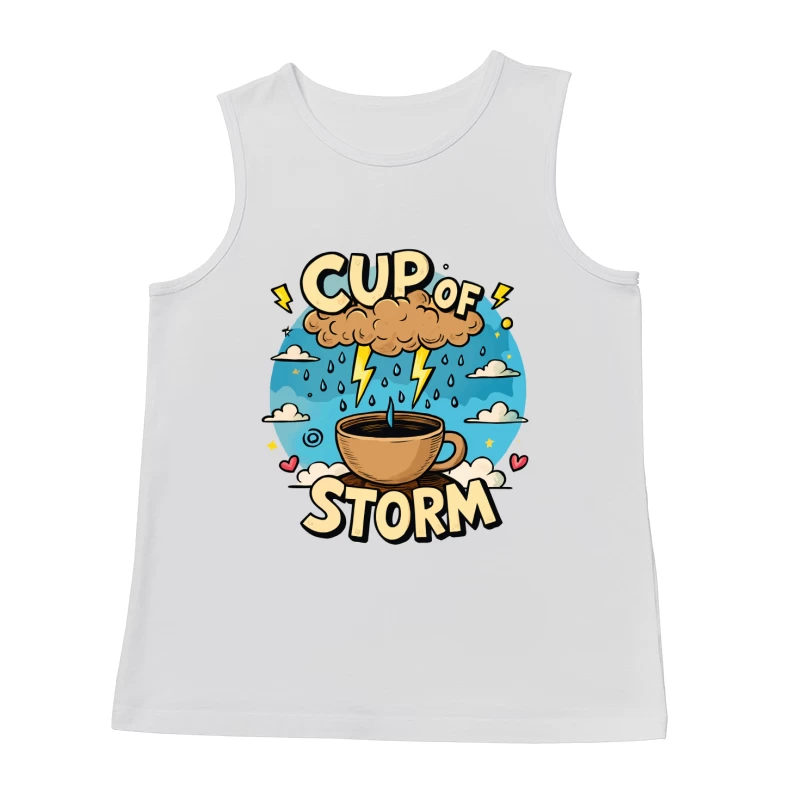 Cup of Storm – Whimsical Pixel Art with Lightning Charm! Male Tank Top