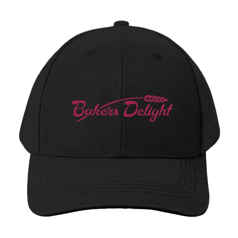 Bakers Delight Burgundy Cursive Logo with Wheat Symbol Baseball Cap