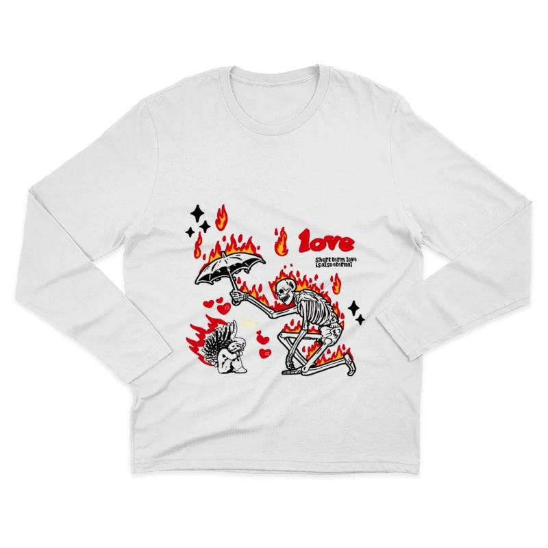 Skelett beschützt Igel in Flammen Herren Langarm T-Shirt