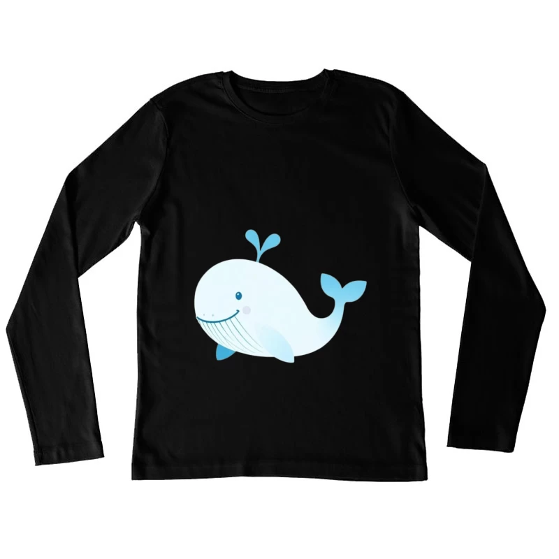 Cute Blue Cartoon Whale Illustration Female Long Sleeve T-Shirt