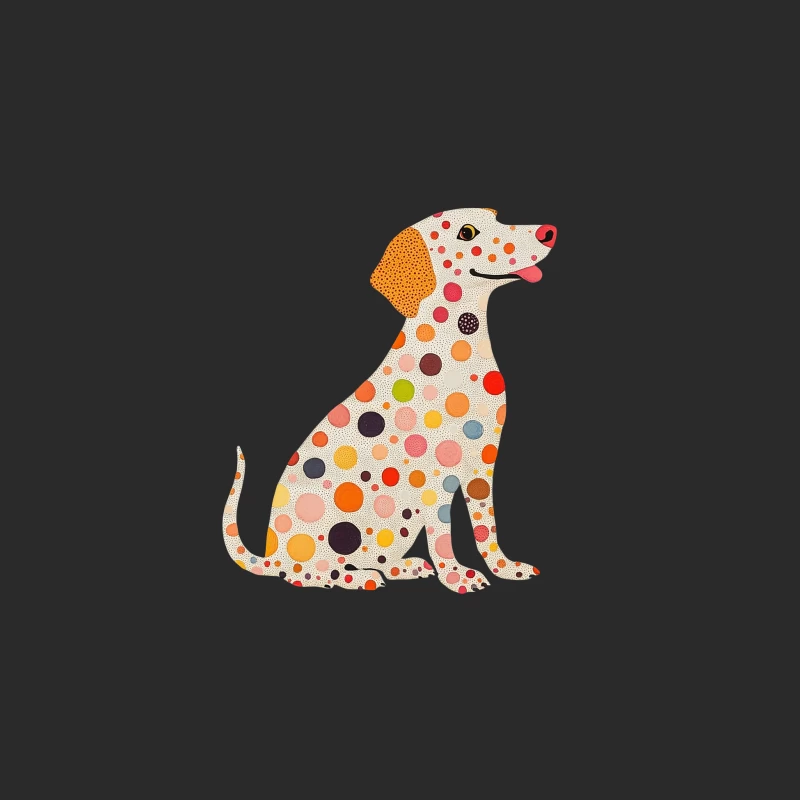 Whimsical Polka Dot Dog Illustration: Colorful Animal Artwork Baseball Cap