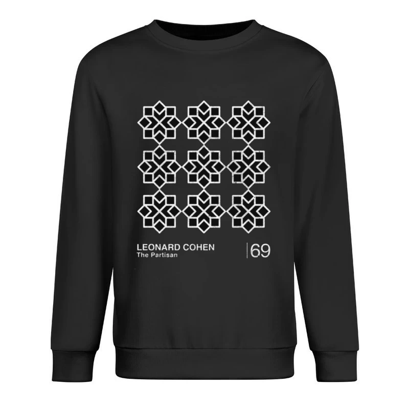 Leonard Cohen's "The Partisan" Minimalist Album Cover with Geometric Star Pattern Male Pullover Sweatshirt