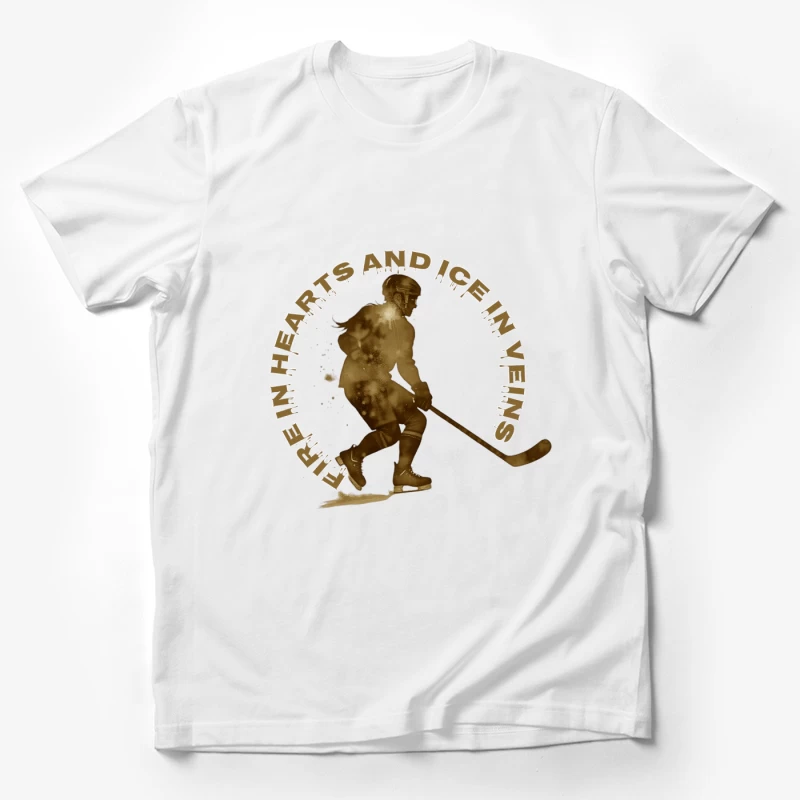 Fire in Hearts and Ice in Veins - Vintage Hockey Player Silhouette Male T-Shirt