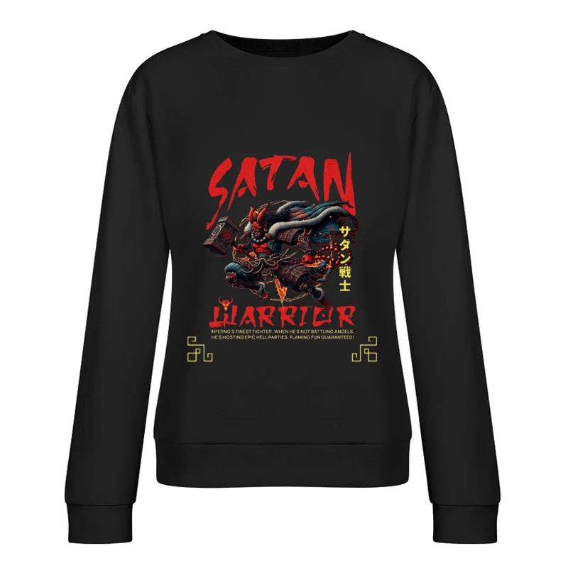 Satan Warrior - Dark Japanese Demon Samurai Art Female Pullover Sweatshirt