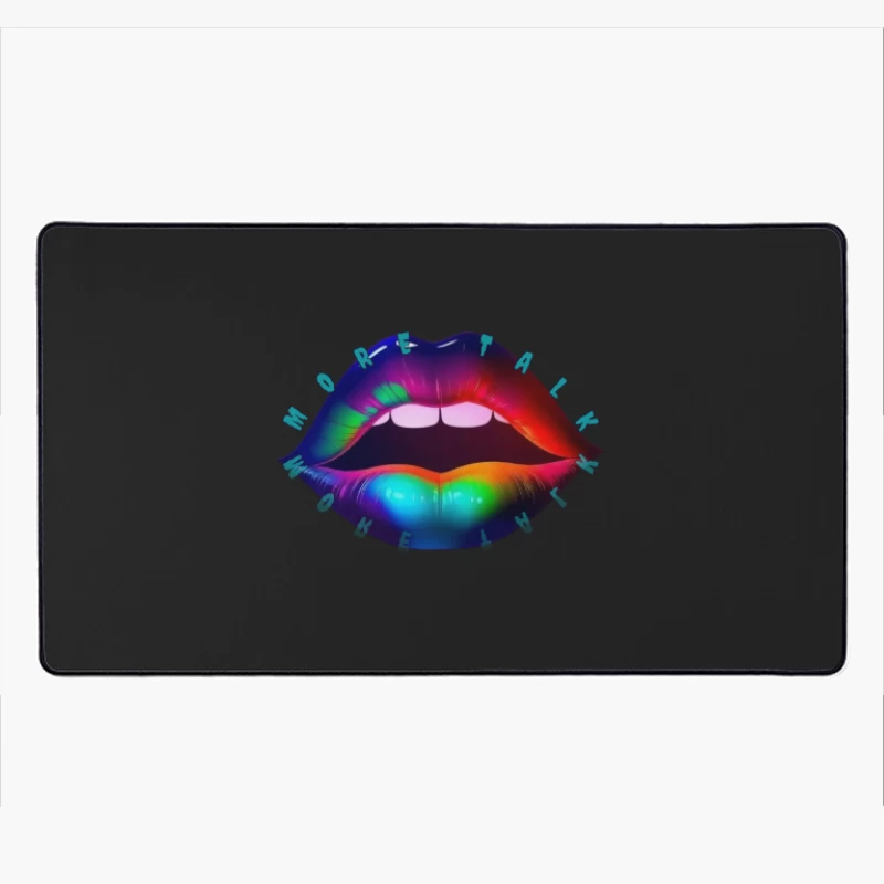 Rainbow Pierced Lips Pop Art Design Desk Mat