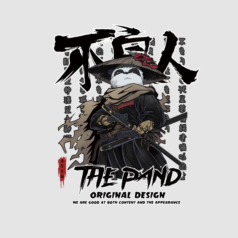 Panda Samurai Illustration Herren Pullover Hoodie