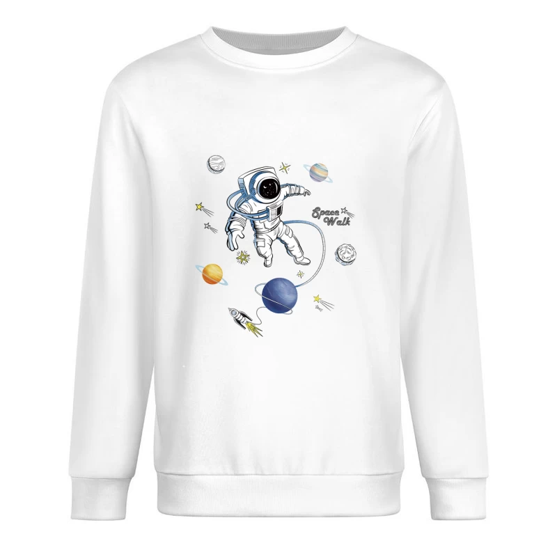 Astronaut im Weltraum mit Planeten und Sternen Herren Pullover Sweatshirt