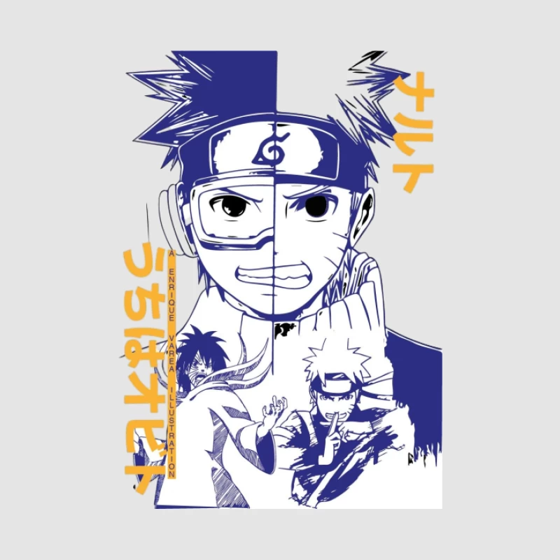 Naruto Doppelporträt Illustrationsdesign Herren Pullover Hoodie