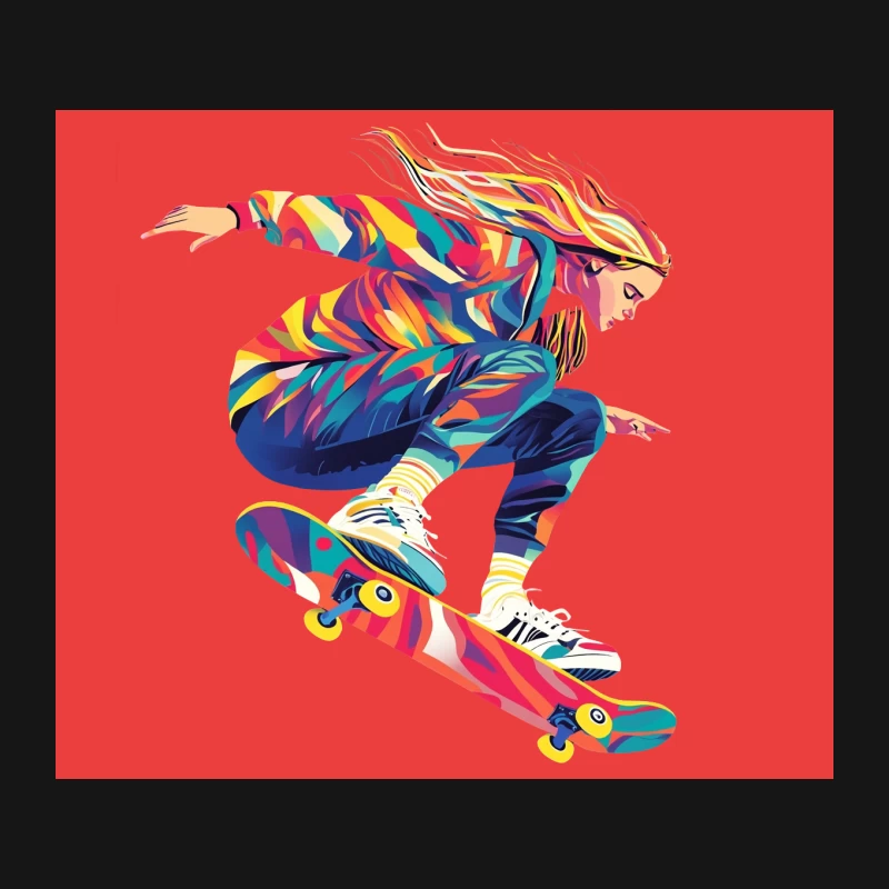 Vibrant Abstract Skateboarding in Motion Mouse Pad
