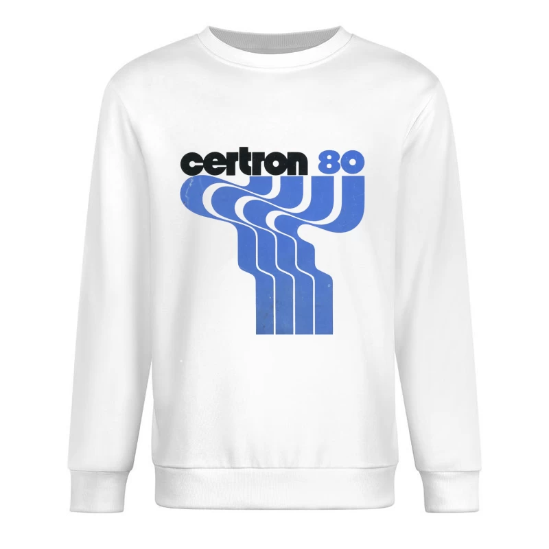 Vintage Certron 80 Blue Wave Logo Design Male Pullover Sweatshirt