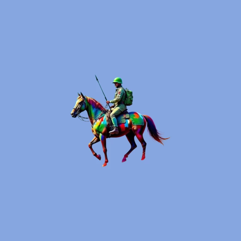 Colorful Military Cavalry Soldier on Horseback iPhone Case