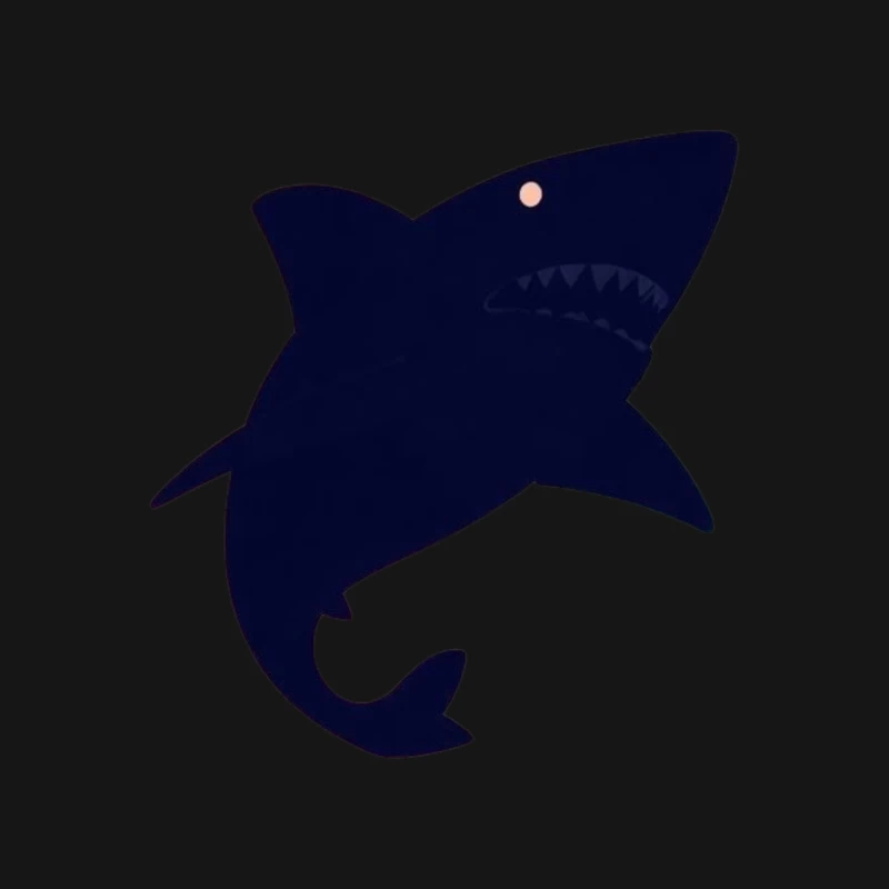 Navy Blue Cartoon Shark Silhouette Mouse Pad