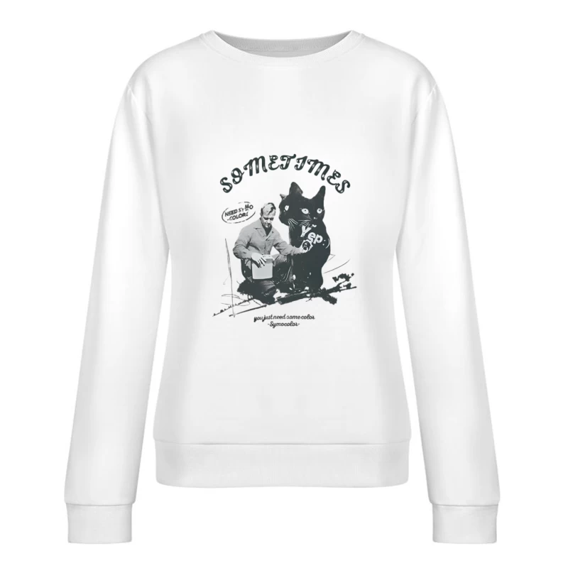 Homme et chat avec inscription Femme Sweat-shirt à enfiler