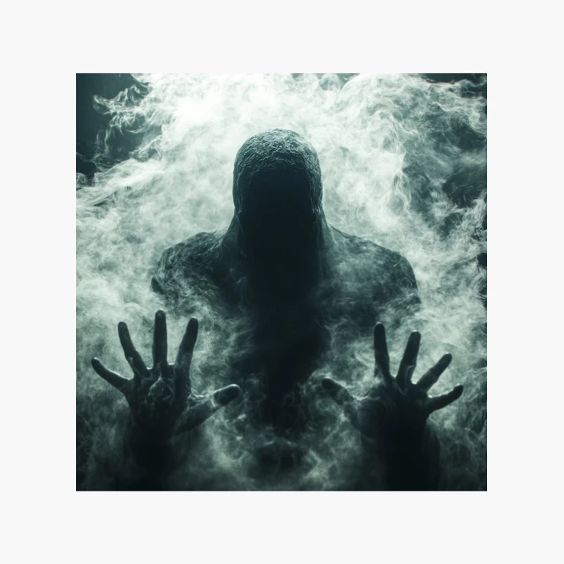 Eerie Silhouette Emerging from Smoke: A Haunting Atmospheric Scene Cotton Tote Bag