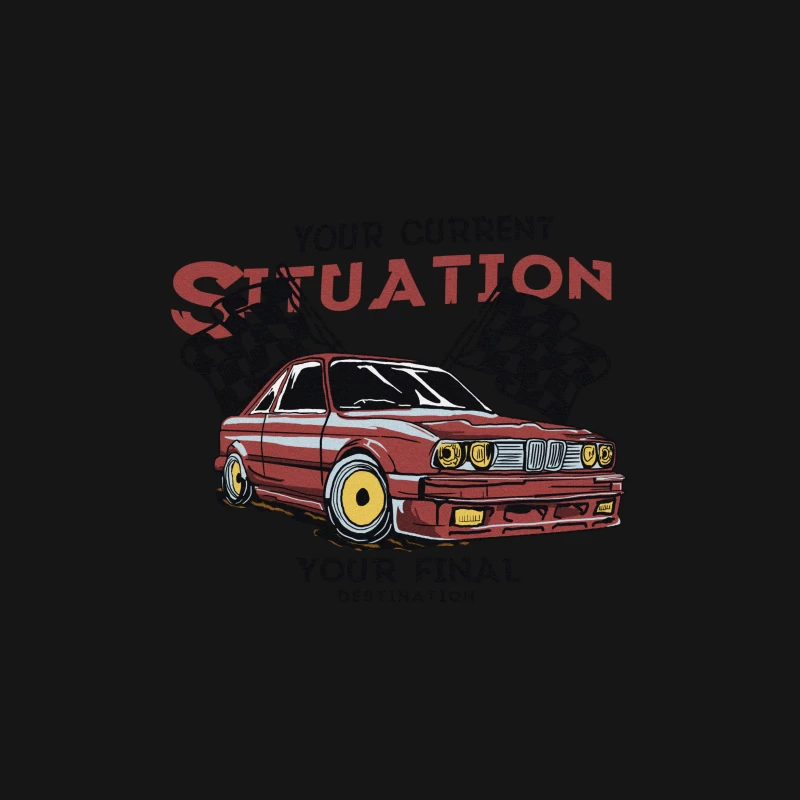 Klassisches Auto-Design mit Rennflaggenthema Herren T-Shirt
