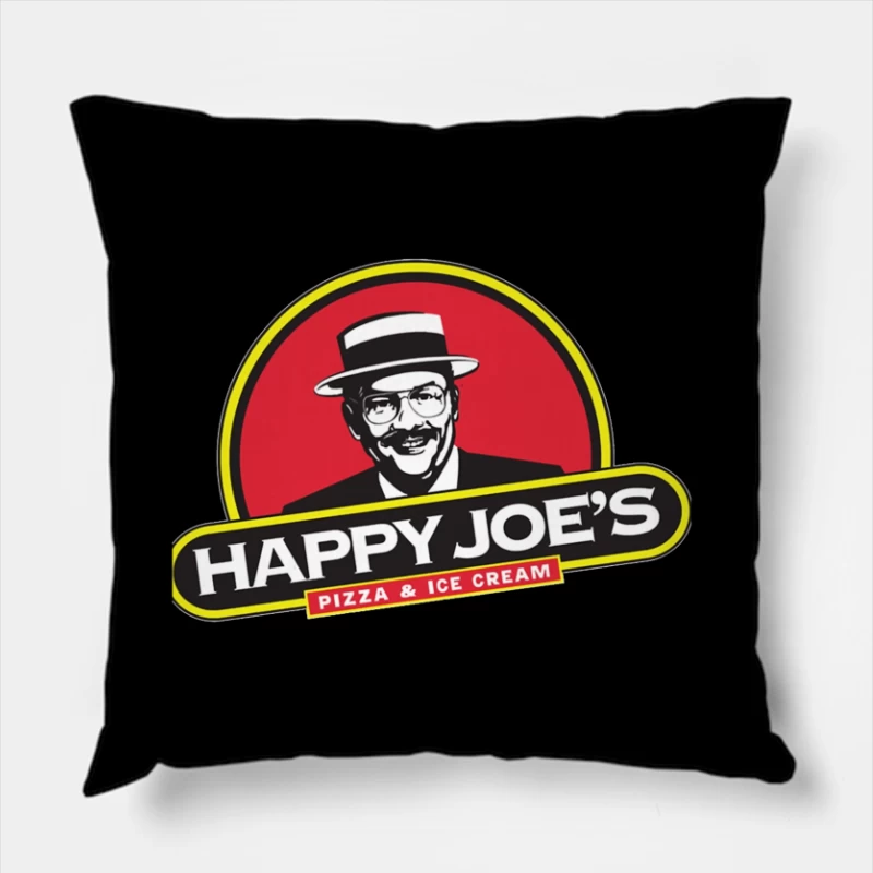 Happy Joe's Pizza & Ice Cream Vintage Restaurant Logo Throw Pillow