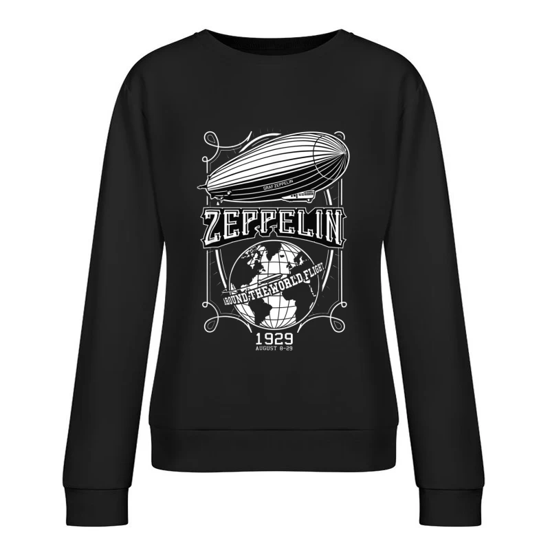 Vintage 1929 Zeppelin Airship Concert Promotional Design Female Pullover Sweatshirt