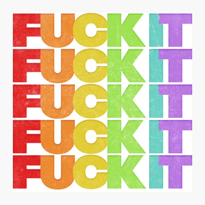 Fck It Rainbow- Original 70s Style Typographic Design Pin