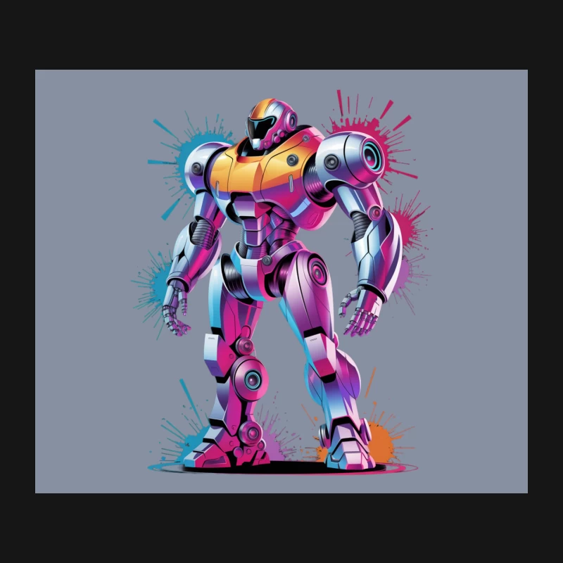Colorful Futuristic Mecha Robot Digital Illustration Mouse Pad