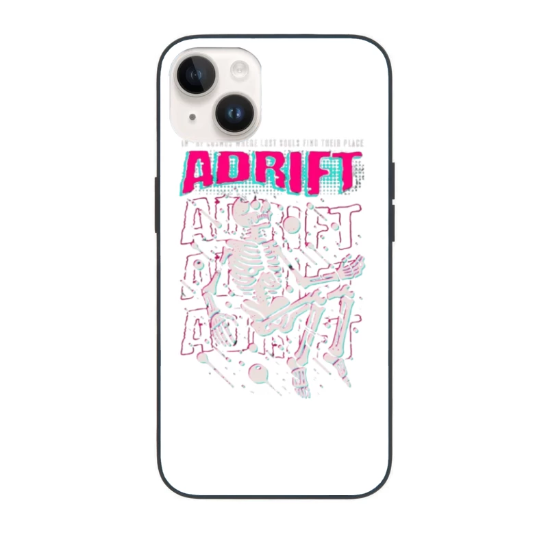 Adrift Skeletal Typography Design in Retro Punk Style iPhone Case