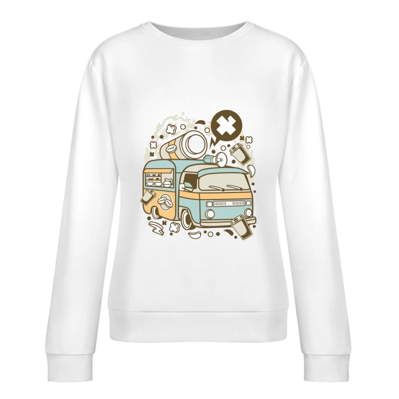Van rétro avec café et accessoires Femme Sweat-shirt à enfiler