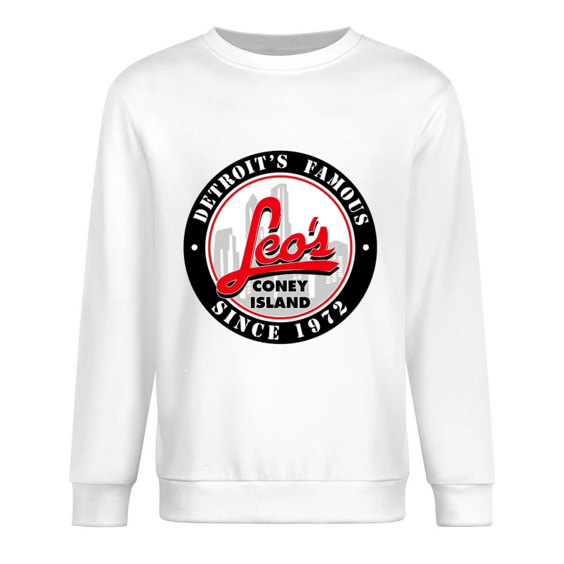 Leo's Coney Island - Detroit's Famous Restaurant Logo Since 1972 Male Pullover Sweatshirt