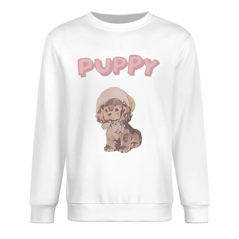 Niedlicher Welpe mit Hut Herren Pullover Sweatshirt