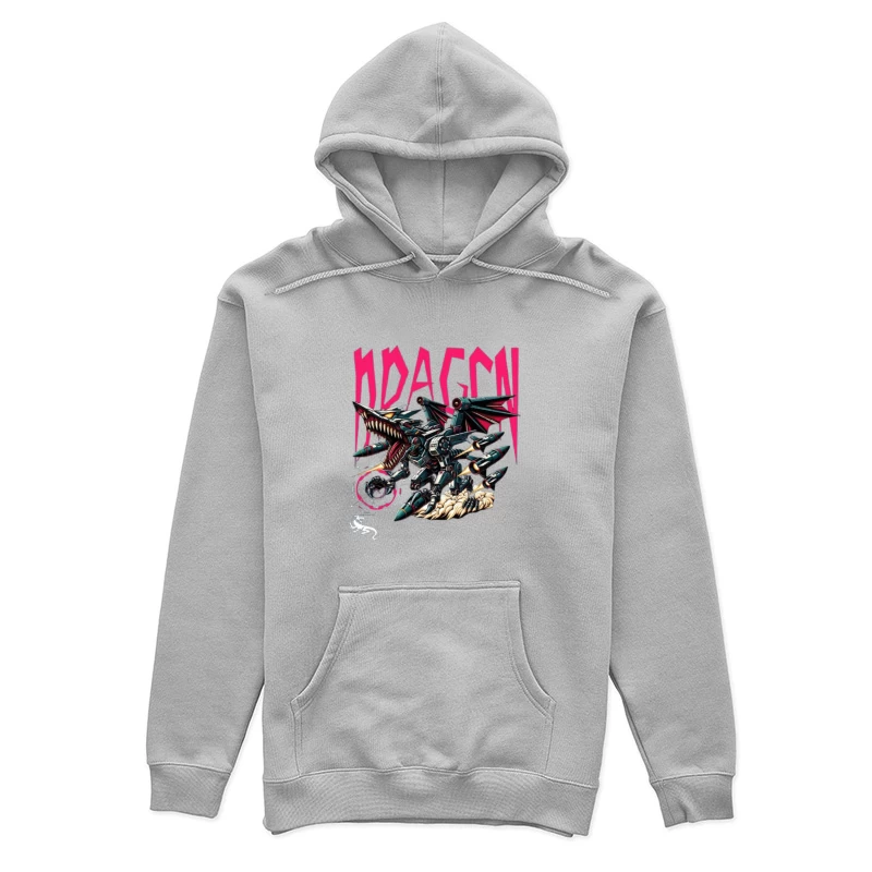 Mechanical Dragon Robot in Graffiti Art Style Female Pullover Hoodie