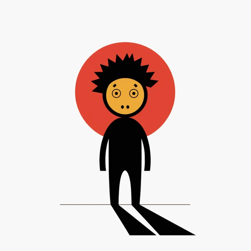 Minimalist Stick Figure Character with Red Circle Background Cotton Tote Bag