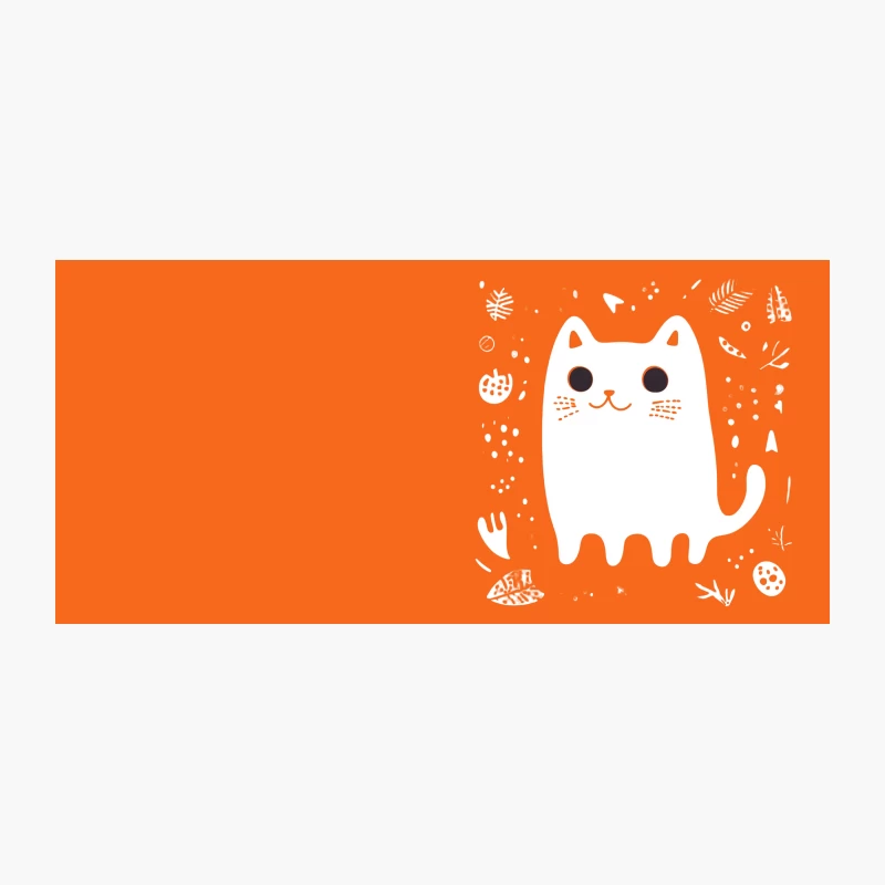 Minimalist Cute Cartoon Cat Face with Orange Accents Coffee Mug