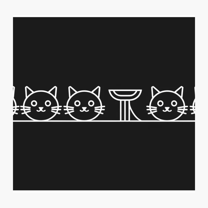 Minimalist Cat Lineup: A Cute Symmetrical Design Throw Pillow