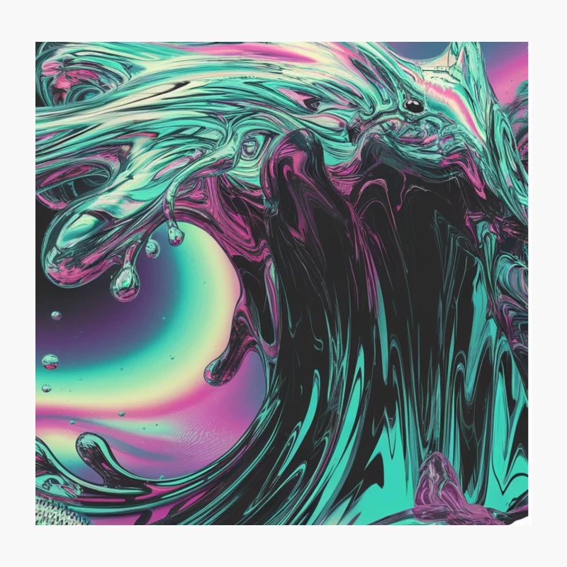 Psychedelic Wave: A Surreal Liquid Abstract Throw Pillow