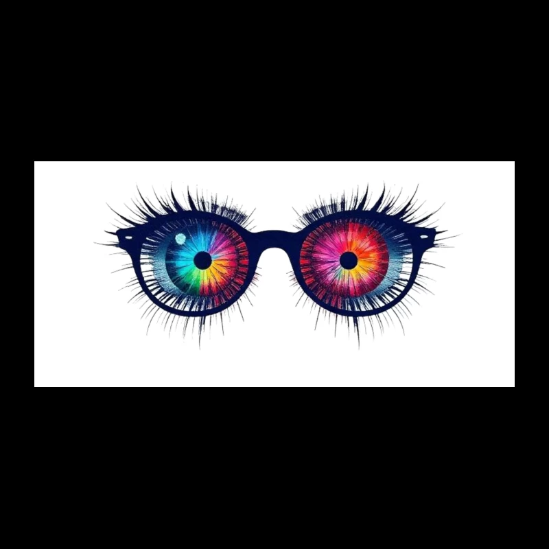 Psychedelic Rainbow Eyes Behind Glasses Coffee Mug