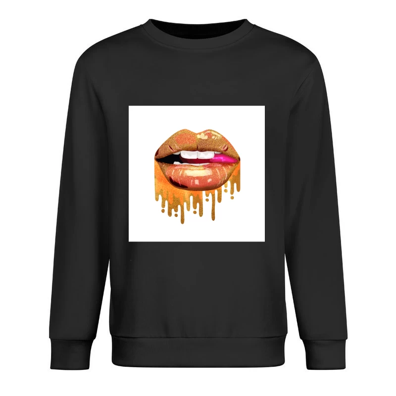 Glitzernde Lippen mit goldenen Akzenten Herren Pullover Sweatshirt