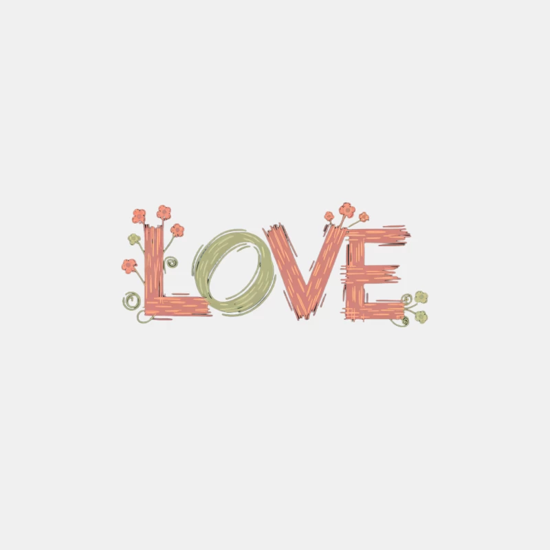 Hand-Drawn Floral Love Typography in Pastel Colors Male Tank Top