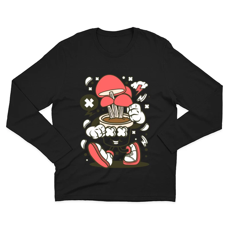 Champignon cartoon énergique Homme Manches Longues T-Shirt