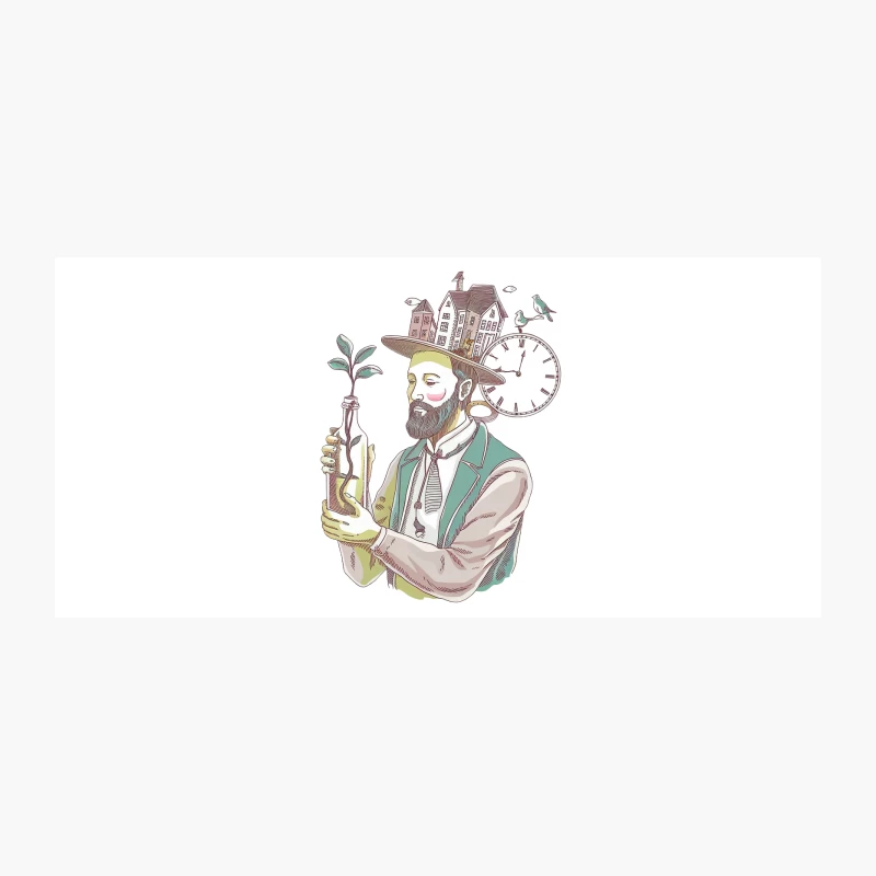 Whimsical Surreal Portrait of Saxophonist with Cityscape Hat Coffee Mug