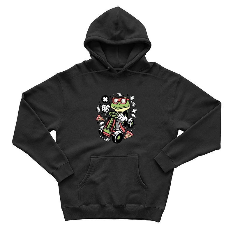 Grenouille cool en kart avec pizza Homme Sweat à capuche