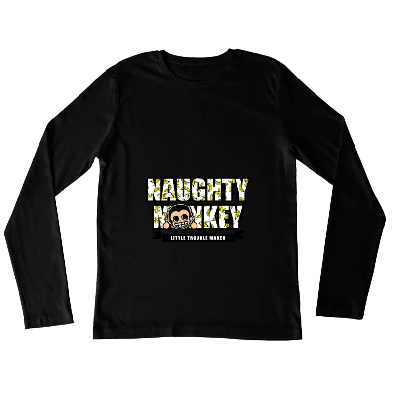 Frecher Affe mit Bananenmotiv Damen Langarm T-Shirt