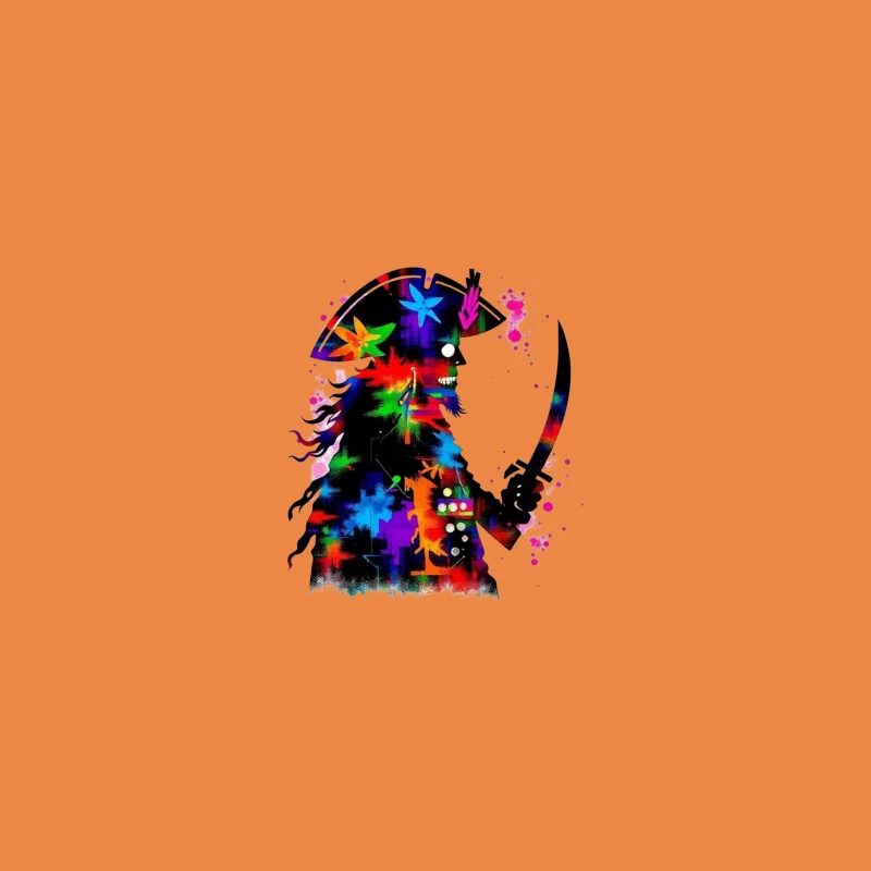 Colorful Pirate Silhouette with Sword Coffee Mug