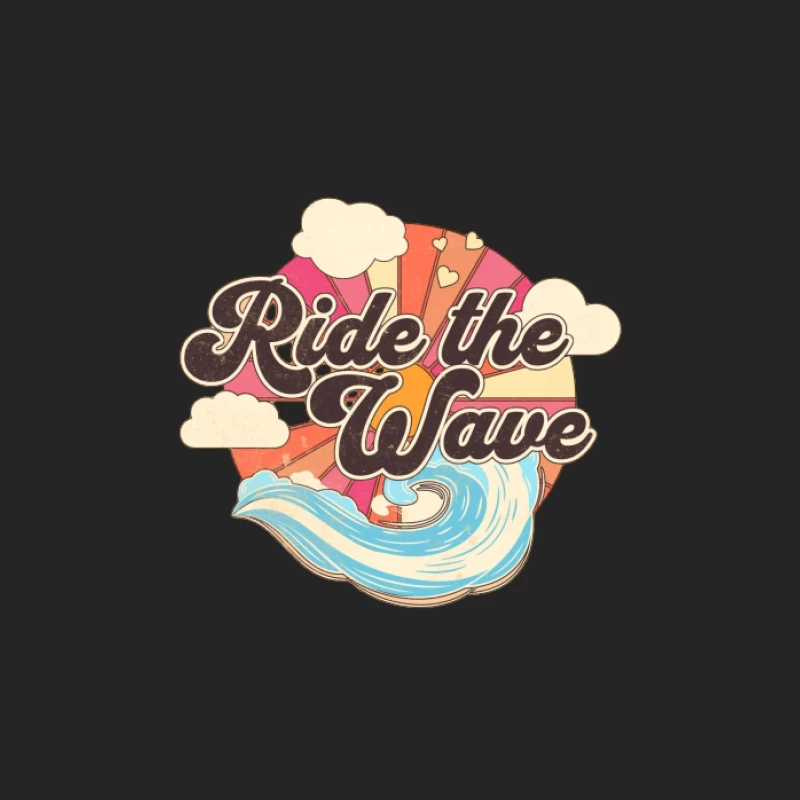 Surfe la Vague: Graphique Vintage avec Couleurs et Nuages Femme Sweat-shirt à enfiler