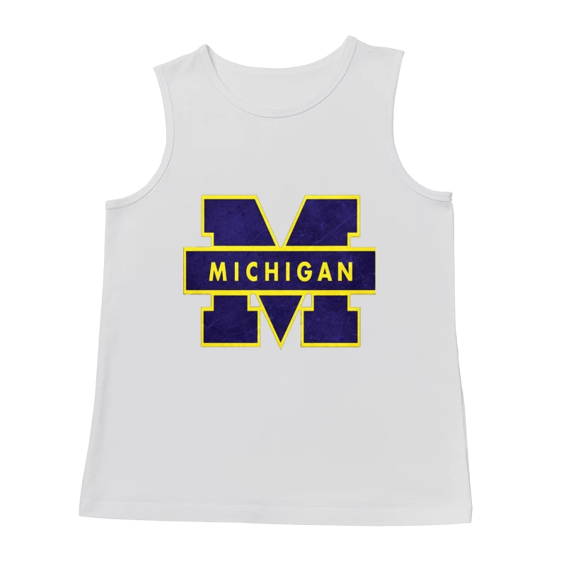 University of Michigan Athletic Block M Logo in Navy and Yellow Male Tank Top