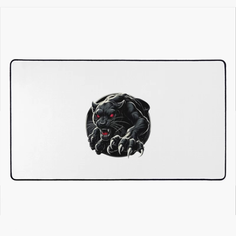 Fierce Black Panther Illustration Desk Mat