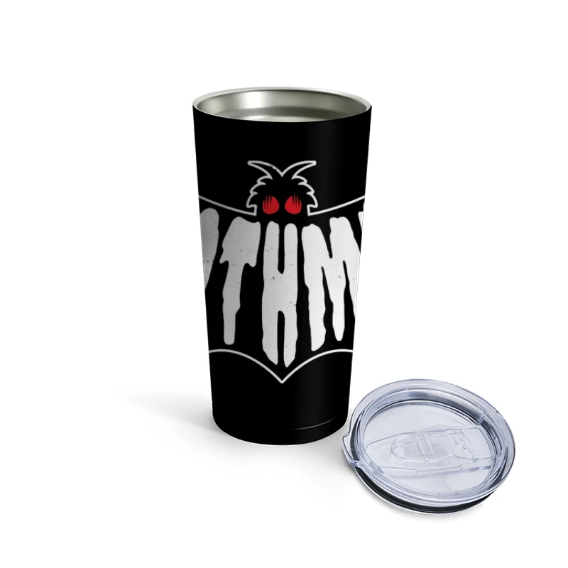 Minimalist White Bat with Red Eyes Travel Mug