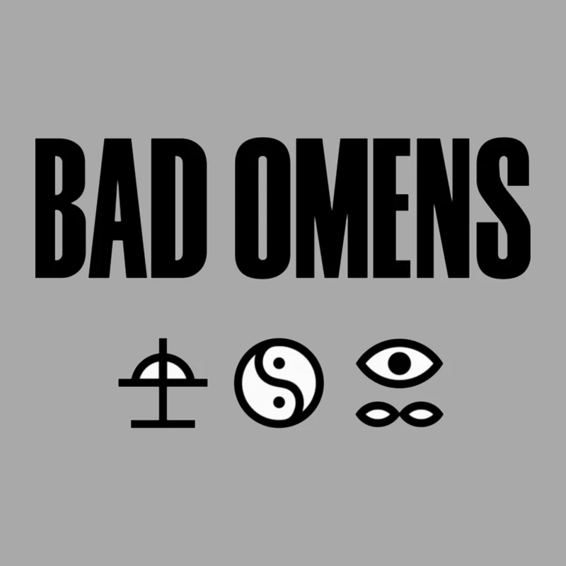 Bad Omens Band Logo with Mystical Symbols in Black and White Male Pullover Hoodie