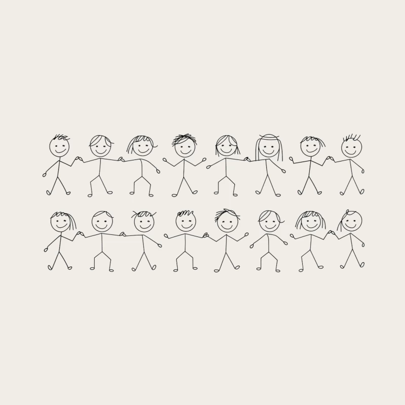 United Stick Figure Group: A Simple Drawing of Togetherness Bucket Hat