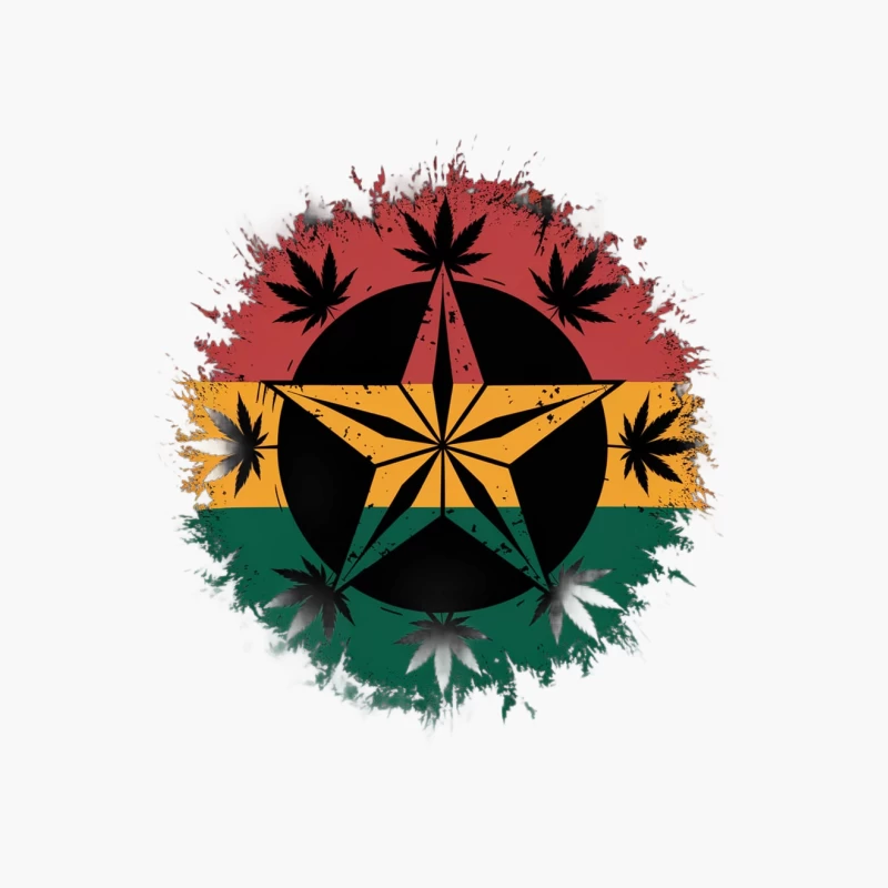 Rastafarian-Inspired Cannabis Symbol with Grunge Effect Cotton Tote Bag