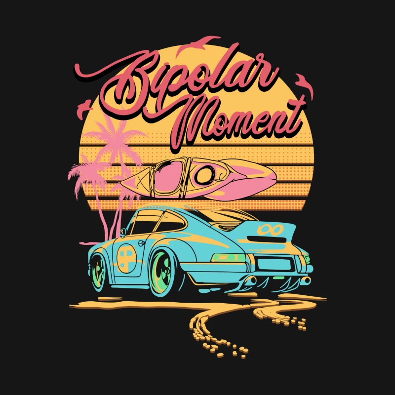 Strandauto mit Kajak und Sonnenuntergang Damen T-Shirt