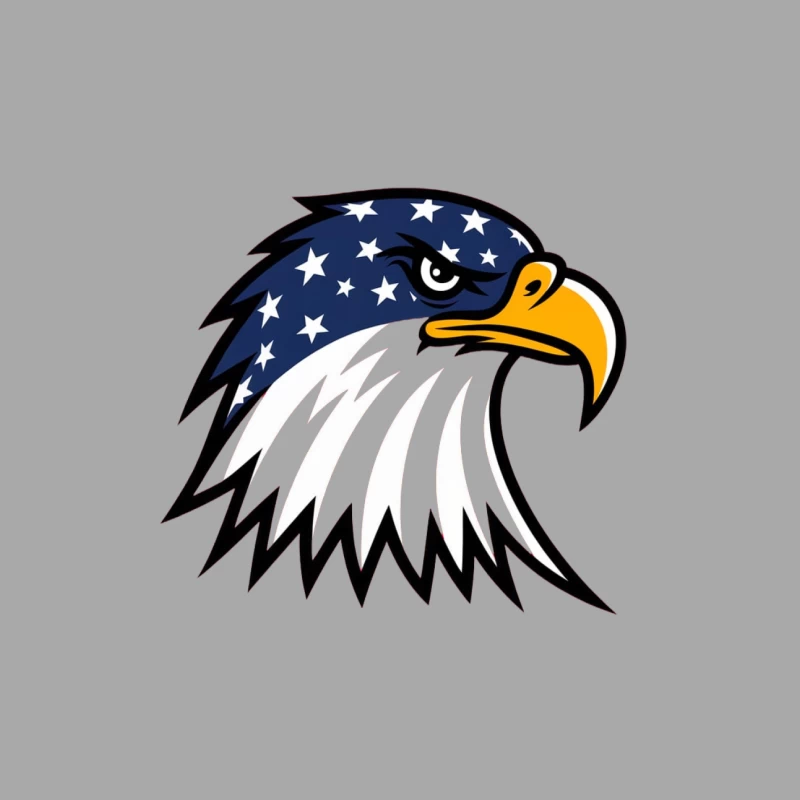American Patriotic Eagle Logo with Stars Design Female Pullover Hoodie