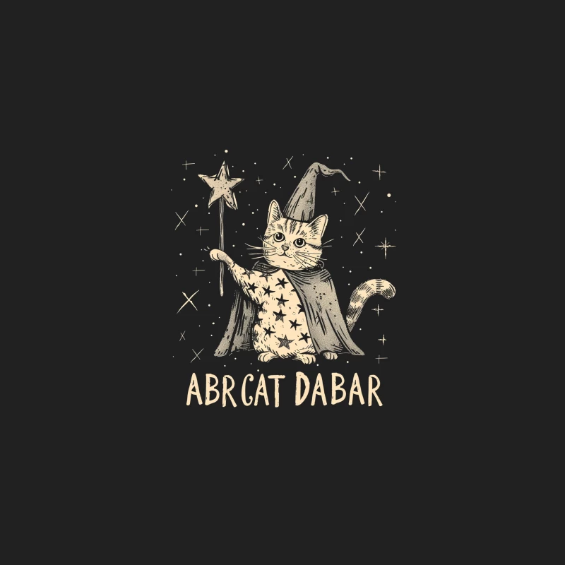Whimsical Cat Wizard Casting Spell with Magic Star Wand Bucket Hat